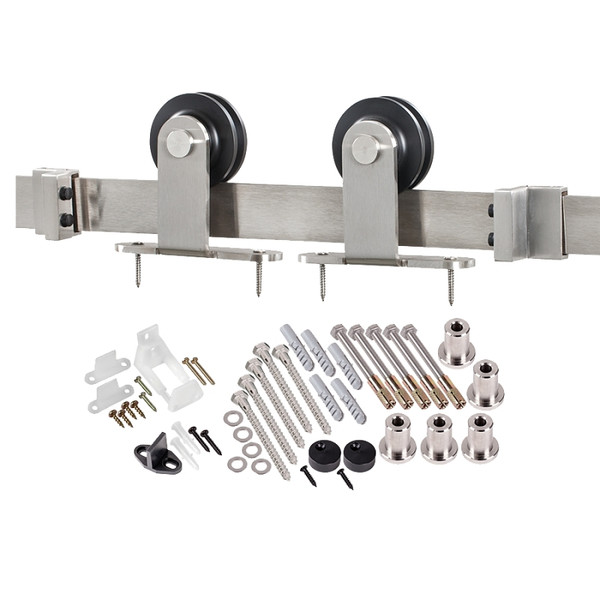 RENIN BD101K-07800-SS Straight Strap Barn Door Hardware Kit, 78-3/4 in L Track, Steel, Bronze, Wall Mounting [SKU: ORG8115966]