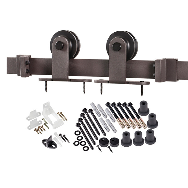 RENIN BD101K-07800-BR Straight Strap Barn Door Hardware Kit, 78-3/4 in L Track, Steel, Bronze, Wall Mounting [SKU: ORG8115958]