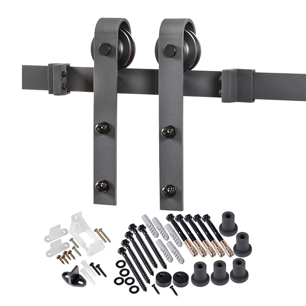 RENIN BD102K-07800-MB Bent Strap Barn Door Hardware Kit, 78-3/4 in L Track, Steel, Matte, Wall Mounting, For: Barn Door [SKU: ORG8115875]