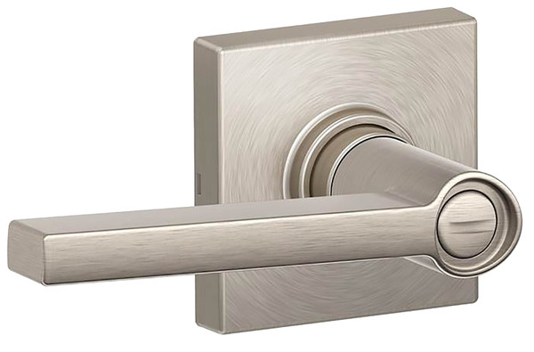 Schlage J Series J40 SOL 619 COL Privacy Door Lockset with Trim, Turn Button Lock, Lever Handle, Zinc, Satin Nickel [SKU: ORG0404483]
