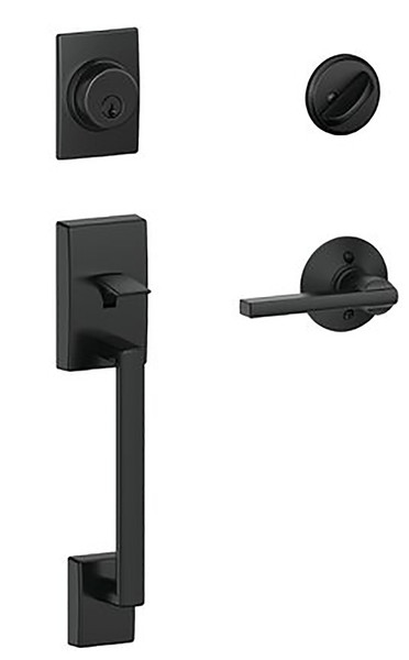 Schlage F Series F60 CEN 622 LAT Handleset, AAA Grade, Keyed Key, Brass, Matte Black, 2-3/8, 2-3/4 in Backset, F Keyway [SKU: ORG0181636]