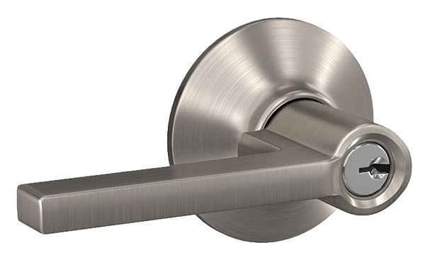 Schlage F Series F51VLAT619 Entry Door Lock, 2 Grade, Keyed Key, Brass, Satin Nickel, Lever Handle, C Keyway [SKU: ORG3667953]