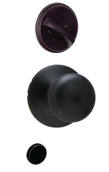 Schlage F Series F59PLY622 Interior Pack, Matte Black, Knob Handle, 1-5/8 to 2 in Thick Door [SKU: ORG6537245]