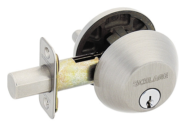 Schlage B60619 Deadbolt, Satin Nickel, 2-3/8 x 2-3/4 in Backset, C Keyway [SKU: ORG6456313]