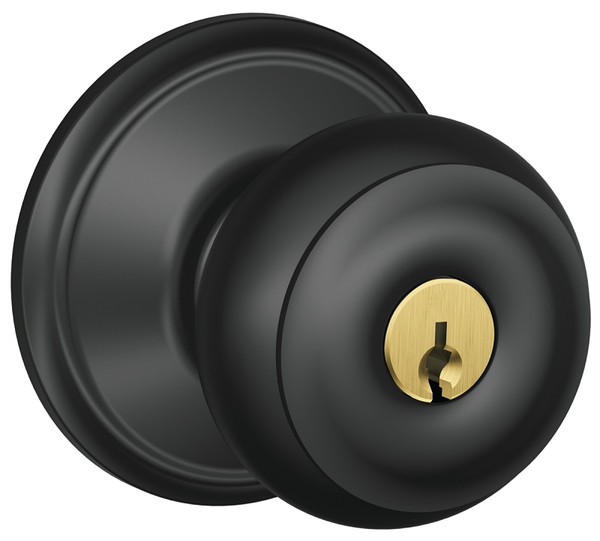 Schlage Georgian Series F51AGEO622 Keyed Entry Knob, Brass/Zinc, Matte [SKU: ORG3319787]