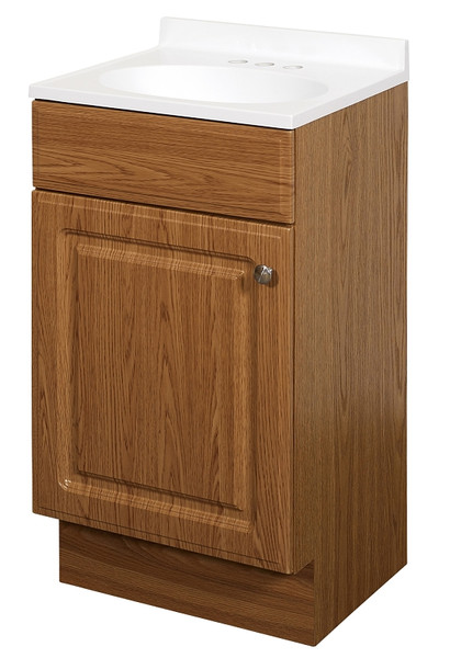 Zenna Home RBC18KK 1-Door Raised Panel Vanity with Top, Wood, Oak, Cultured Marble Sink, White Sink [SKU: ORG7441579]