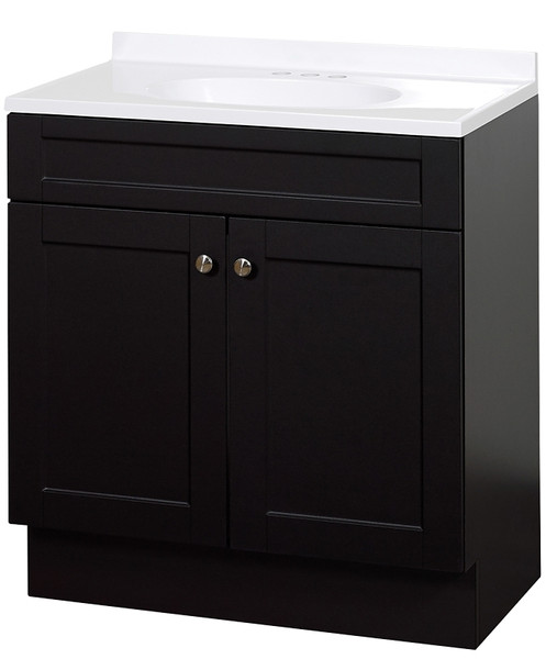 Zenna Home SBC36CH 2-Door Shaker Vanity with Top, Wood, Espresso, Cultured Marble Sink, White Sink [SKU: ORG7441751]