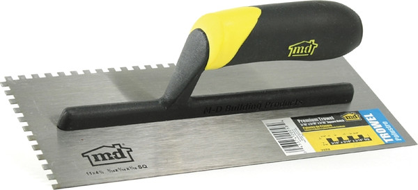 M-D 20058 Tile Installation Trowel, 11 in L, 4-1/2 in W, Square Notch, Comfort Grip Handle [SKU: ORG8537680]