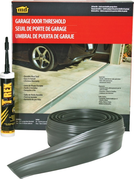 M-D 50101 Garage Door Threshold Kit, 1/2 in Thick, 20 ft L, Vinyl, Gray [SKU: ORG1327485]