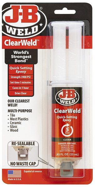 J-B WELD 50112 Epoxy Adhesive, Clear, Liquid, 25 mL Syringe [SKU: ORG7440894]