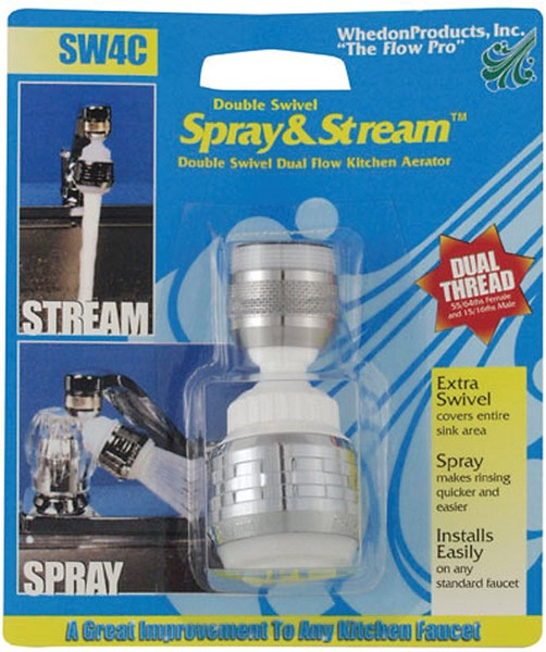 Whedon Spray&Stream SW4F/C Aerator Male x Female, Brass/Plastic, Chrome Plated, 2.2 gpm [SKU: ORG1389915]