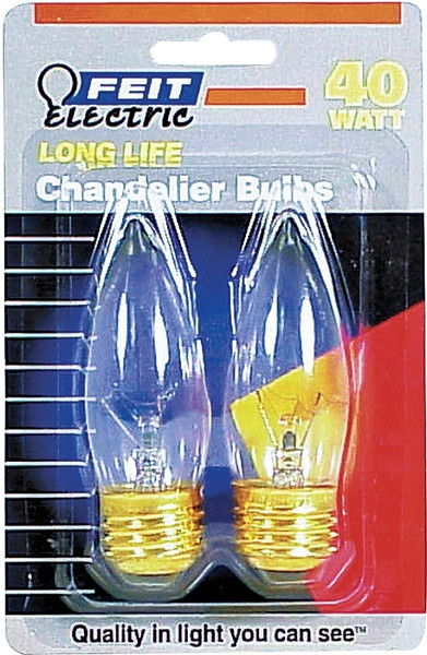 Feit Electric BP40ETC Incandescent Lamp, 40 W, B11 Lamp, Medium E26 Lamp Base, 2700 K Color Temp, 2000 hr Average Life [SKU: ORG6049522]
