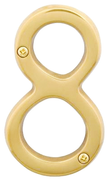 Schlage SC2-3086-605 #8 House Number, Character: 8, 4 in H Character, Brass Character, Solid Brass [SKU: ORG6716989]