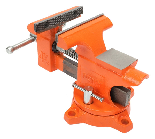 PONY 24545 Bench Vise, 3 in Jaw Opening, 4-1/2 in W Jaw, 2-5/8 in D Throat, Cast Iron, Pipe Jaw [SKU: ORG4158911]