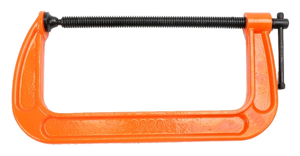 PONY 2680 Classic C-Clamp, 1000 lb Clamping, 8 in Max Opening Size, 4 in D Throat, Ductile Iron Body, Orange Body [SKU: ORG7384886]