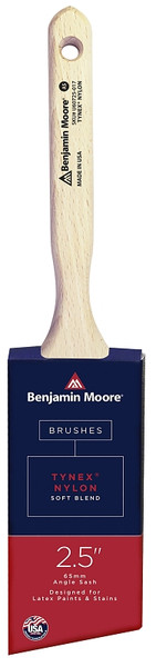 Benjamin Moore U60725-017 Paint Brush, Soft Brush, 2-15/16 in L Bristle, Nylon/Tynex Bristle, Angle Sash Handle [SKU: ORG0249870]