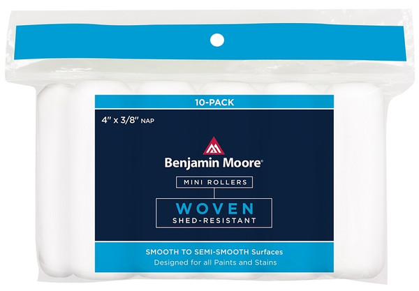 Benjamin Moore U66302-018 Woven Mini Roller Cover, 3/8 in Thick Nap, 4 in L, White [SKU: ORG0250167]