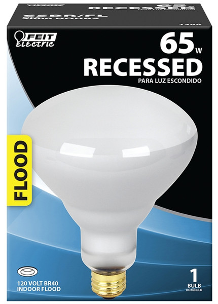 Feit Electric 65BR/FL Incandescent Lamp, 65 W, BR40 Lamp, Medium E26 Lamp Base, 2000 hr Average Life [SKU: ORG6049977]