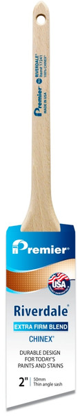 Premier Riverdale 17241 Paint Brush, 2 in W, Thin Angle Sash Brush, 2-7/16 in L Bristle, Chinex Bristle [SKU: ORG0249458]