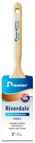 Premier Riverdale 17263 Paint Brush, 3 in W, Flat Sash Brush, 3-3/16 in L Bristle, Chinex Bristle [SKU: ORG0249532]