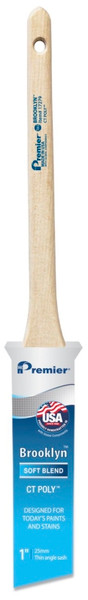 Premier Brooklyn 17279 Paint Brush, 1 in W, Thin Angle Sash Brush, 2-1/8 in L Bristle, Polyester Bristle [SKU: ORG0248922]