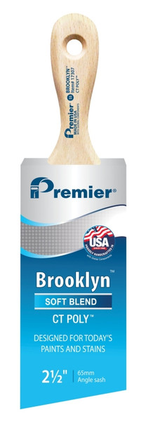 Premier Brooklyn 17307 Paint Brush, 2-1/2 in W, Short Sash Brush, 3 in L Bristle, Polyester Bristle [SKU: ORG0248914]