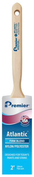 Premier Atlantic 17341 Paint Brush, 2 in W, Flat Sash Brush, 2-11/16 in L Bristle, Nylon/Polyester Bristle [SKU: ORG0249250]