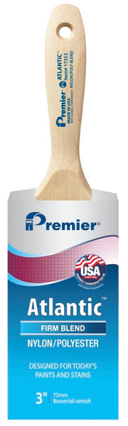Premier Atlantic 17353 Paint Brush, 3 in W, Beavertail Varnish Brush, 3-3/16 in L Bristle, Nylon/Polyester Bristle [SKU: ORG0249318]