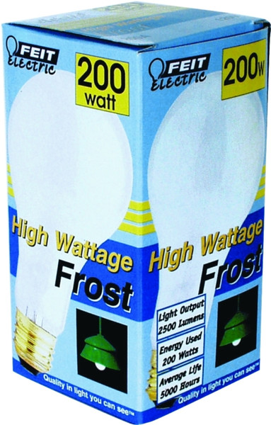 Feit Electric 200A Incandescent Bulb, 200 W, A21 Lamp, Medium E26 Lamp Base, 3200 Lumens, 2700 K Color Temp [SKU: ORG6231153]