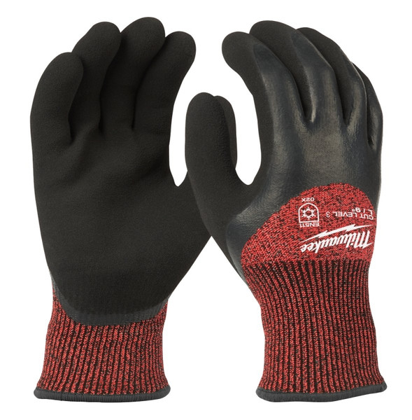 Milwaukee 48-22-8922 Winter Dipped Gloves, Men's, L, 7.53 to 7.73 in L, Elastic Knit Cuff, Latex Palm, Black/Red [SKU: ORG1388859]