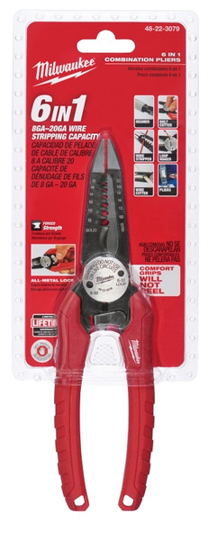 Milwaukee 48-22-3079 Wire Plier, 7-3/4 in OAL, 1-1/2 in Jaw Opening, Black/Red Handle, Durable Grips Handle [SKU: ORG1383801]