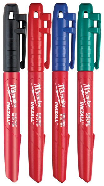 Milwaukee 48-22-3106 Marker Set, 1 mm Tip, Black/Blue/Green/Red, 5-1/2 in L [SKU: ORG1383686]