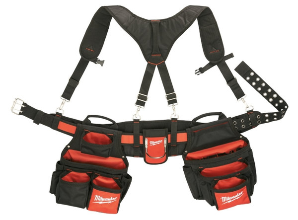 Milwaukee 48-22-8120 Work Belt, 30 to 53 Waist, 1680 Denier Nylon, Black/Red, 24-Pocket [SKU: ORG1385509]