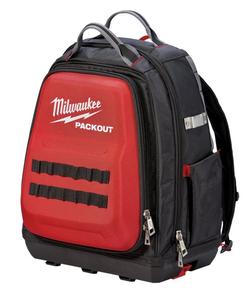 Milwaukee PACKOUT 48-22-8301 Tool Backpack, 11.81 in W, 15-3/4 in D, 15-3/4 in H, 48-Pocket, Polyester, Black/Red [SKU: ORG1385525]