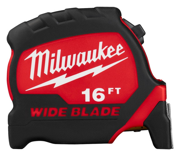 Milwaukee 48-22-0216 Tape Measure, 16 ft L Blade, 1-5/16 in W Blade, Steel Blade, ABS Case, Black/Red Case [SKU: ORG1384536]