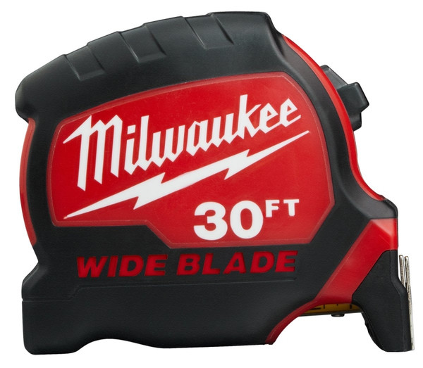 Milwaukee 48-22-0230 Tape Measure, 30 ft L Blade, 1-19/64 in W Blade, Steel Blade, ABS Case, Black/Red Case [SKU: ORG1384585]