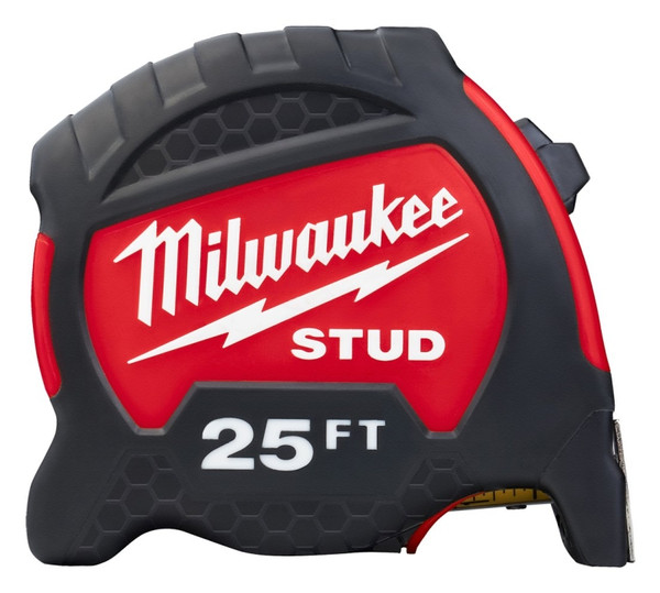 Milwaukee STUD Series 48-22-9725 Tape Measure, 25 ft L Blade, 1-19/64 in W Blade, Steel Blade, ABS Case, Black/Red Case [SKU: ORG1384643]