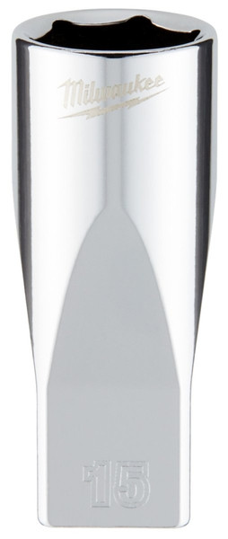 Milwaukee 45-34-9053 Socket, 15 mm Socket, 1/4 in Drive, 6-Point, Chrome Vanadium Steel, Chrome [SKU: ORG1387281]