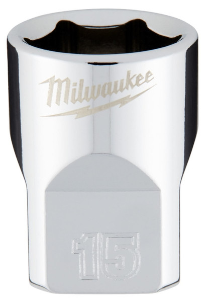 Milwaukee 45-34-9085 Socket, 15 mm Socket, 3/8 in Drive, 6-Point, Chrome Vanadium Steel, Chrome [SKU: ORG1387463]