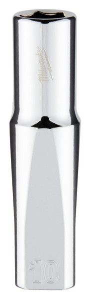 Milwaukee 45-34-0010 Drive Socket, 10 mm Socket, 3/8 in Drive, 6-Point, Vanadium Steel, Chrome [SKU: ORG1387596]