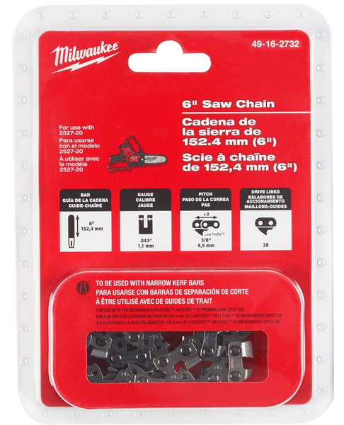 Milwaukee 49-16-2732 Chainsaw Chain, 0.043 in Gauge, 3/8 in TPI/Pitch, 28-Link [SKU: ORG0333393]