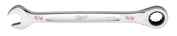 Milwaukee 45-96-9230 Ratcheting Combination Wrench, SAE, 15/16 in Head, 12.6 in L, 12-Point, Steel, Chrome [SKU: ORG1385749]