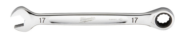 Milwaukee 45-96-9317 Ratcheting Combination Wrench, Metric, 17 mm Head, 9.19 in L, 12-Point, Steel, Chrome [SKU: ORG1385889]