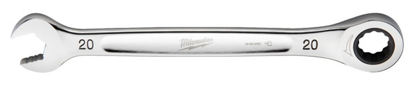 Milwaukee 45-96-9320 Ratcheting Combination Wrench, Metric, 20 mm Head, 10.71 in L, 12-Point, Steel, Chrome [SKU: ORG1385921]