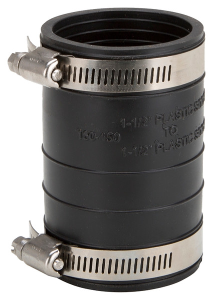 ProSource KJ-016 Coupling, 1-1/2 in, Socket to Socket Coupling, PVC, Black [SKU: ORG5331848]