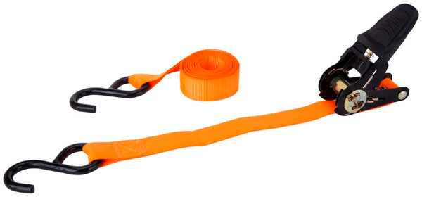 ProSource FH64052 Tie-Down, 1 in W, 10 ft L, Polyester Webbing, Metal Ratchet, Orange, 400 lb, S-Hook End Fitting [SKU: ORG1197219]