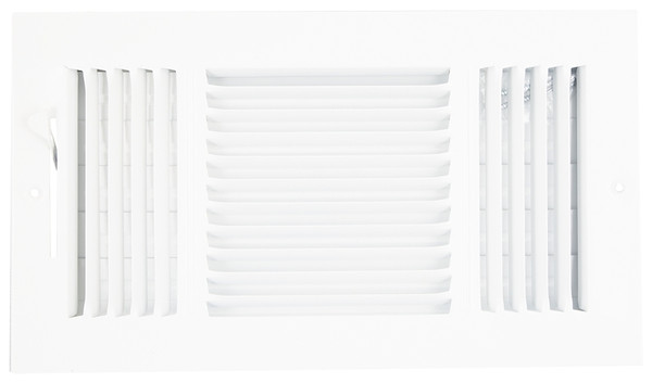 ProSource SW03-12X6 3-Way Sidewall Register, 13.5 in L, 7.5 in W, 52 degree Air Deflection, 3 -Way, Steel, White [SKU: ORG2760460]