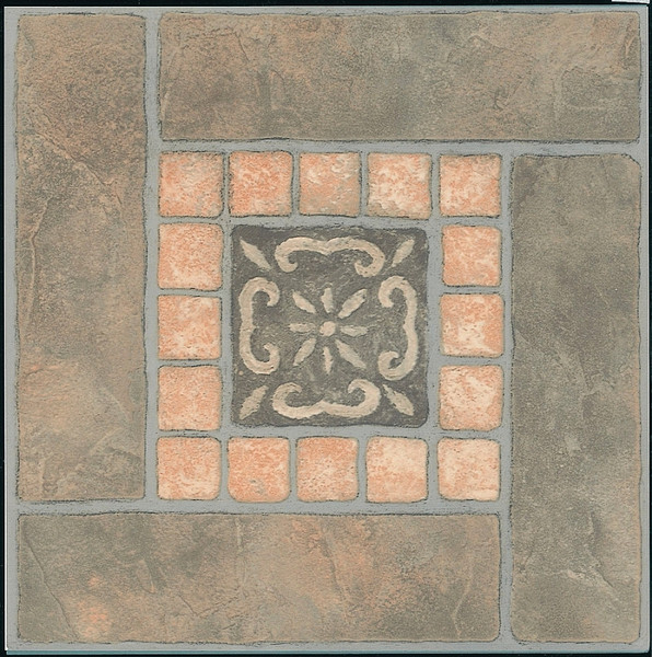 ProSource CL3267 Vinyl Floor Tile, 12 in L Tile, 12 in W Tile, Square Edge, Slate Inlay [SKU: ORG3992690]