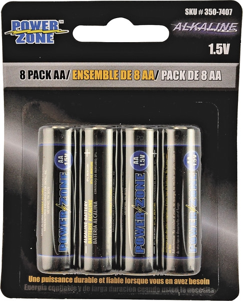 PowerZone LR6-8P-DB Battery, 1.5 V Battery, AA Battery, Alkaline, Manganese Dioxide, Potassium Hydroxide and Zinc [SKU: ORG3507407]