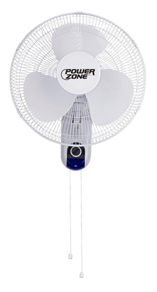 PowerZone HF-40W Wall-Mount Fan, 120 V, 16 in Dia Blade, 3-Blade, 3-Speed, White [SKU: ORG2008209]